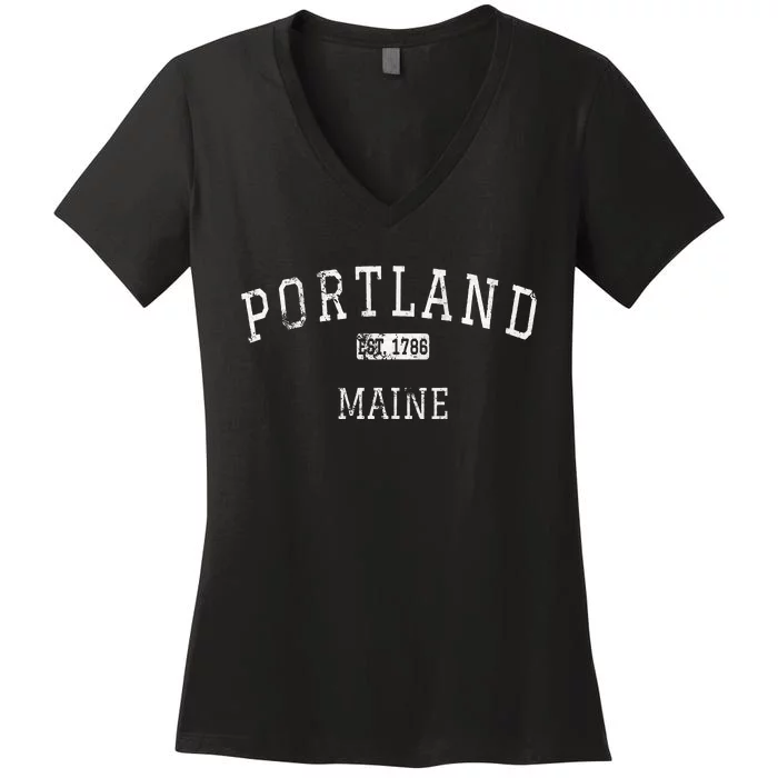 Portland Maine Me Vintage Women's V-Neck T-Shirt