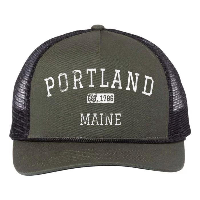 Portland Maine Me Vintage Retro Rope Trucker Hat Cap