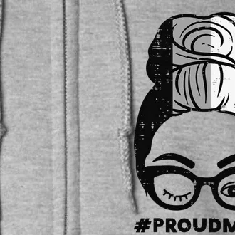 Proud Mom Messy Hair Bun LGBTQ Asexual Flag Ace Pride Ally Full Zip Hoodie