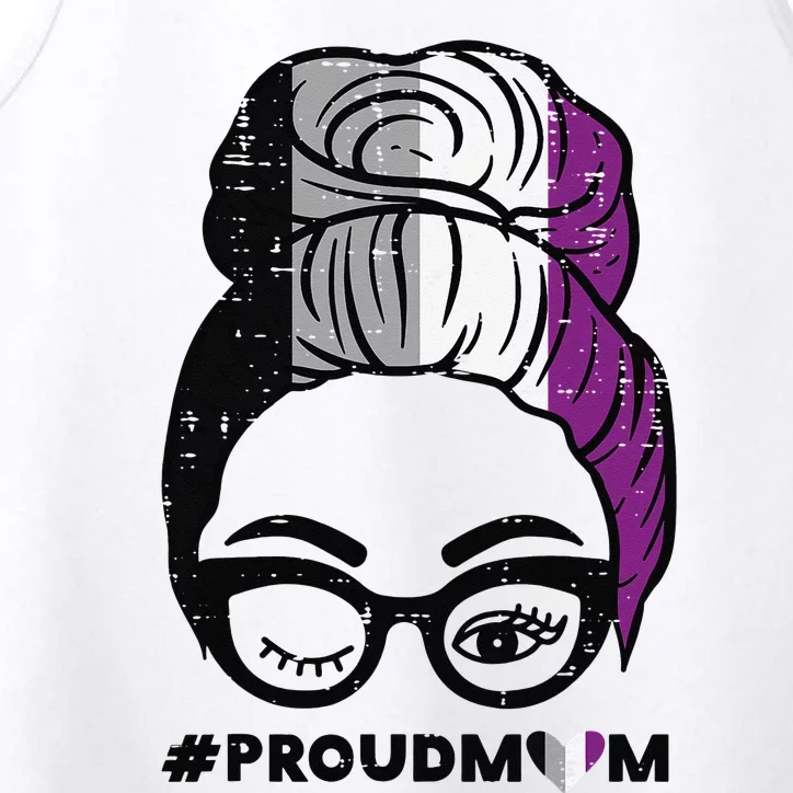 Proud Mom Messy Hair Bun LGBTQ Asexual Flag Ace Pride Ally Performance Tank