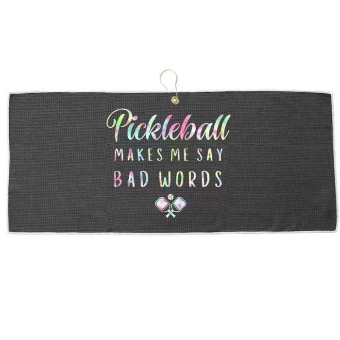 Pickleball Makes Me Say Bad Words Tie Dye Pickleball Players Large Microfiber Waffle Golf Towel