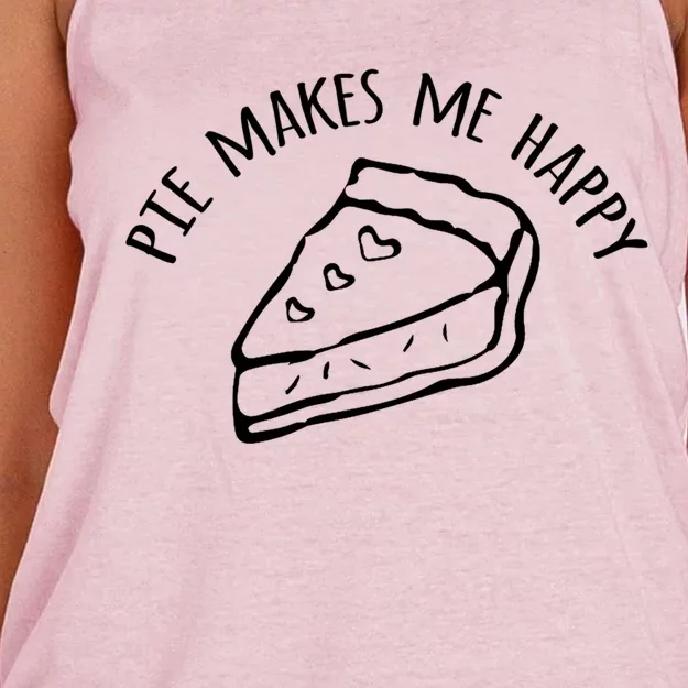 Pie Makes Me Happy Thanksgiving Gift Christmas Holiday Gift Women's Knotted Racerback Tank