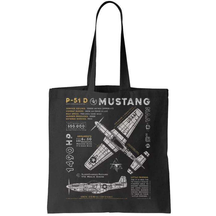 P51 Mustang North American Aviation Vintage Fighter Plane Tote Bag