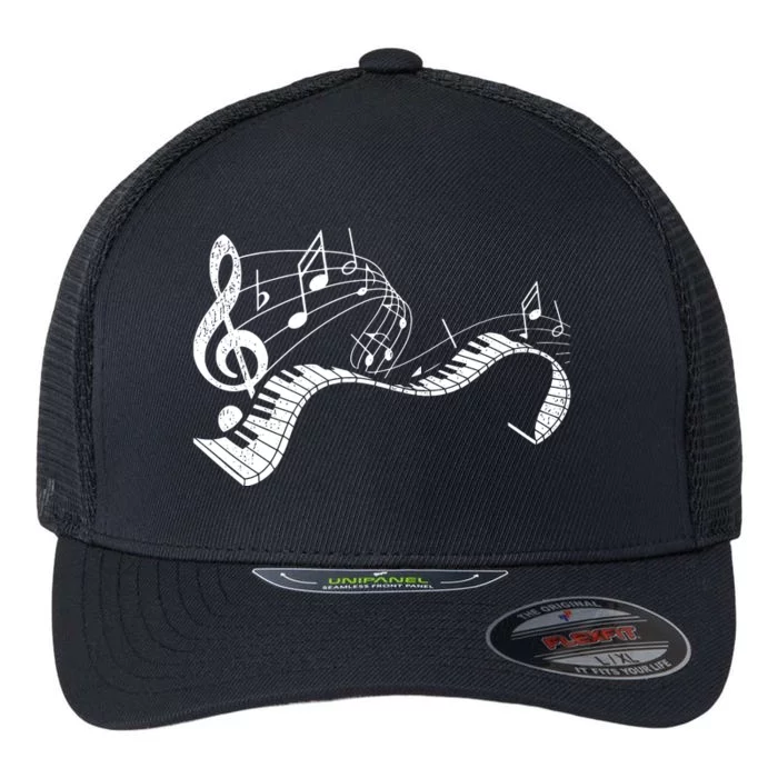 Pianist Music Notes Treble Clef Piano Player Keyboard Piano Flexfit Unipanel Trucker Cap