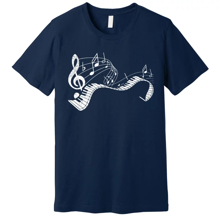 Pianist Music Notes Treble Clef Piano Player Keyboard Piano Premium T-Shirt