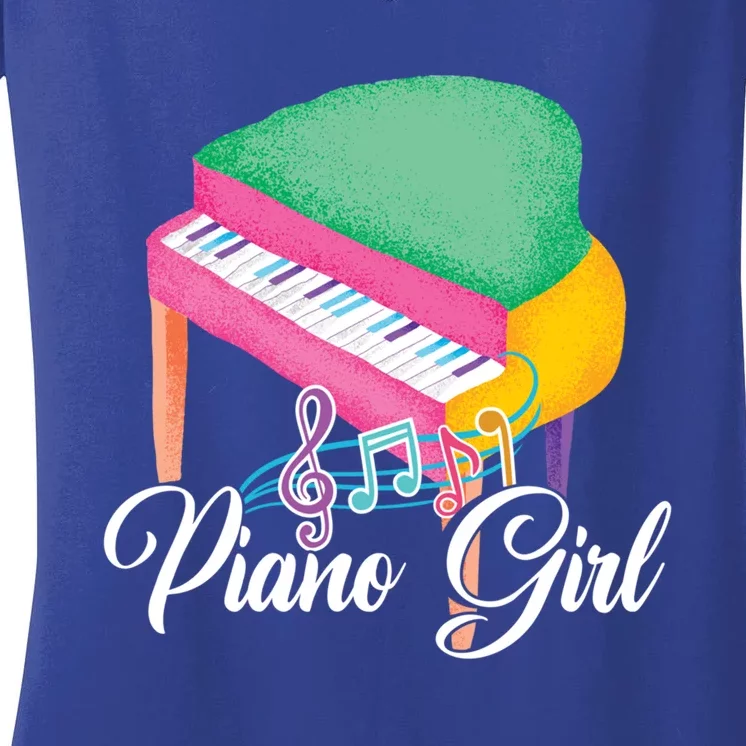 Piano Musical Notes Instrut Musician Pianist Gift Women's V-Neck T-Shirt