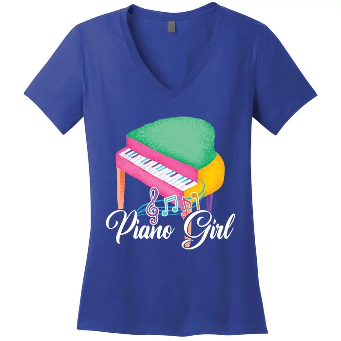 Piano Musical Notes Instrut Musician Pianist Gift Women's V-Neck T-Shirt