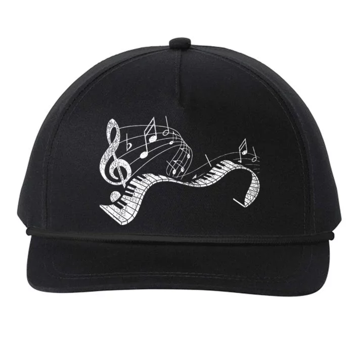 Pianist Music Notes Treble Clef Piano Player Keyboard Piano Snapback Five-Panel Rope Hat