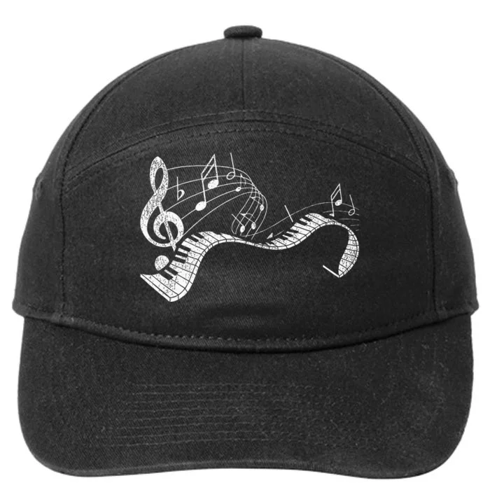 Pianist Music Notes Treble Clef Piano Player Keyboard Piano 7-Panel Snapback Hat