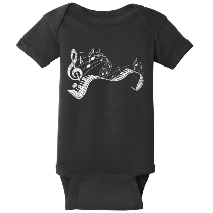 Pianist Music Notes Treble Clef Piano Player Keyboard Piano Baby Bodysuit