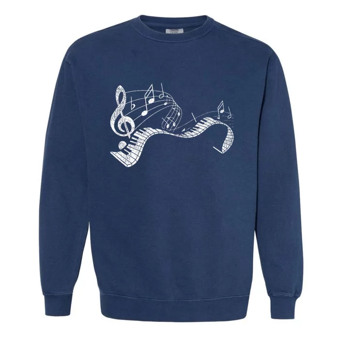 Pianist Music Notes Treble Clef Piano Player Keyboard Piano Garment-Dyed Sweatshirt