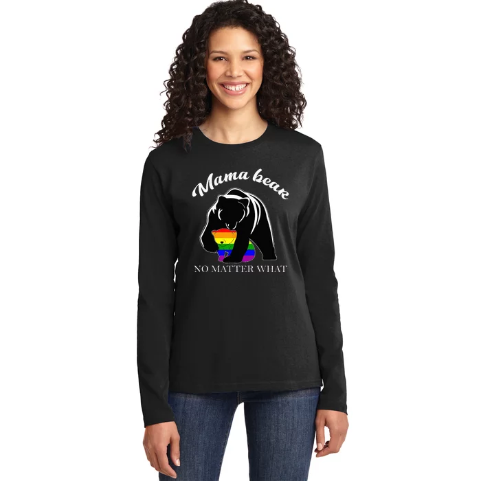 Proud Mom No Matter What LGBTQ LGBT Mom Pride Mama Bear Ladies Long Sleeve Shirt