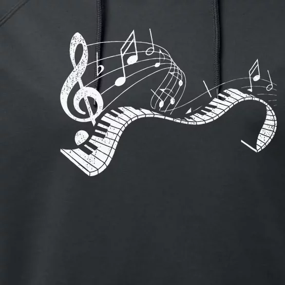 Pianist Music Notes Treble Clef Piano Player Keyboard Piano Performance Fleece Hoodie