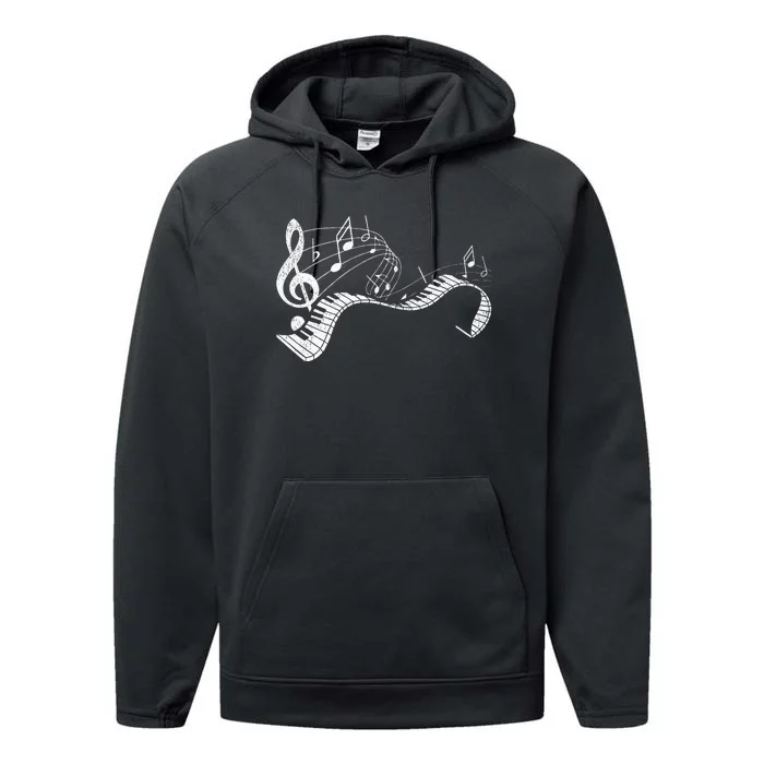 Pianist Music Notes Treble Clef Piano Player Keyboard Piano Performance Fleece Hoodie