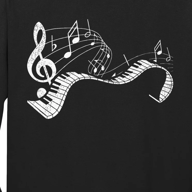 Pianist Music Notes Treble Clef Piano Player Keyboard Piano Long Sleeve Shirt