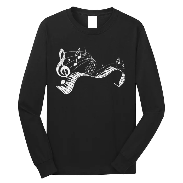 Pianist Music Notes Treble Clef Piano Player Keyboard Piano Long Sleeve Shirt