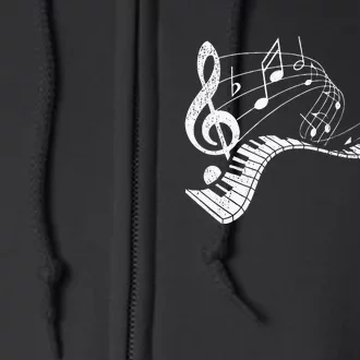 Pianist Music Notes Treble Clef Piano Player Keyboard Piano Full Zip Hoodie