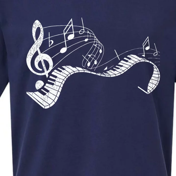 Pianist Music Notes Treble Clef Piano Player Keyboard Piano Sueded Cloud Jersey T-Shirt