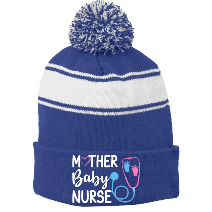 Postpartum Mother Nurse Mom Funny Nursing Students Gift Stripe Pom Pom Beanie