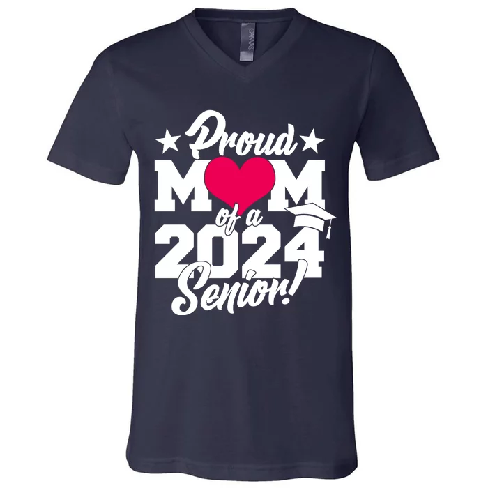 Proud Mom Of A 2024 Senior Grad V-Neck T-Shirt