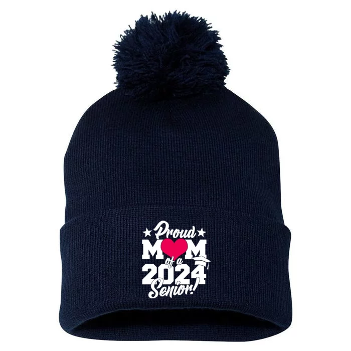 Proud Mom Of A 2024 Senior Grad Pom Pom 12in Knit Beanie