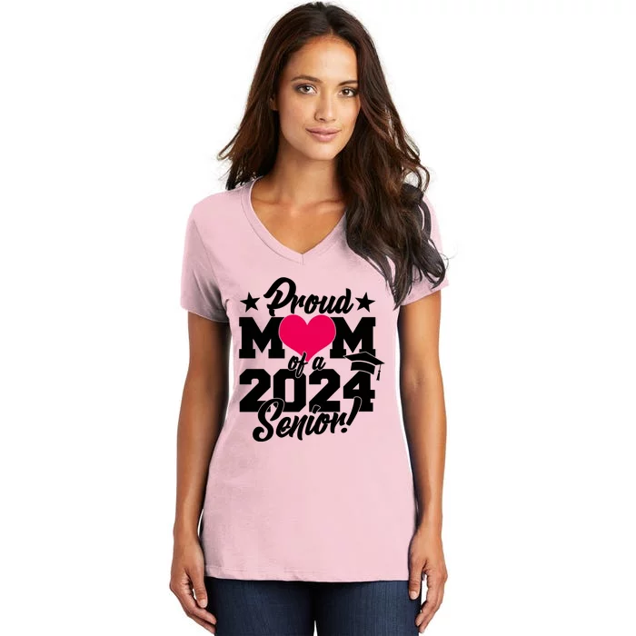 Proud Mom Of A 2024 Senior Grad Women's V-Neck T-Shirt