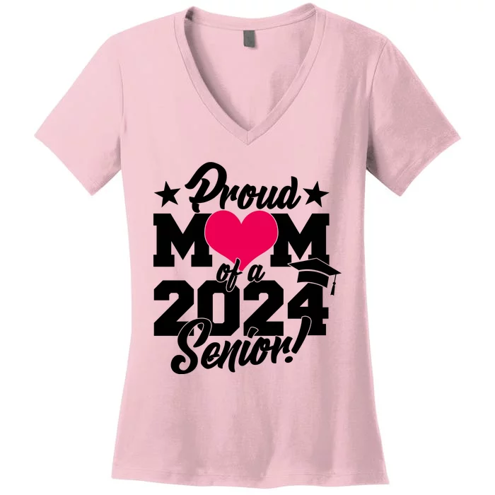 Proud Mom Of A 2024 Senior Grad Women's V-Neck T-Shirt