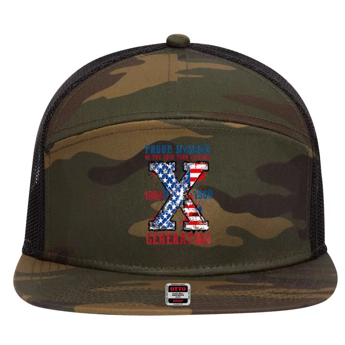 Proud Member Of The Fuck Your Feeling Generation X (On Back) Premium 7 Panel Mesh Trucker Snapback Hat