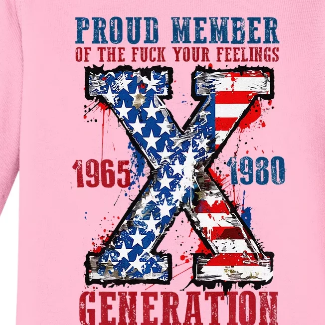 Proud Member Of The Fuck Your Feeling Generation X (On Back) Premium Baby Long Sleeve Bodysuit