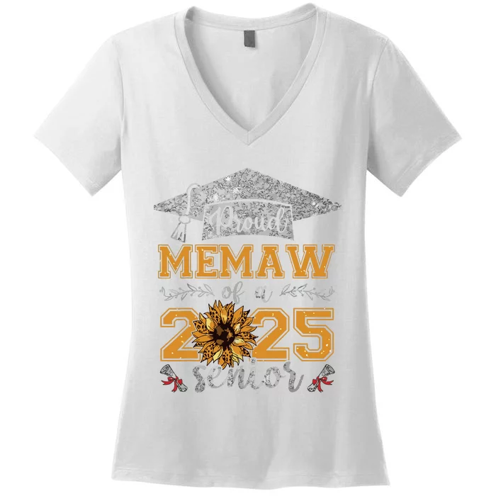 Proud Memaw Of A Class Of 2025 Senior Graduate Women's V-Neck T-Shirt