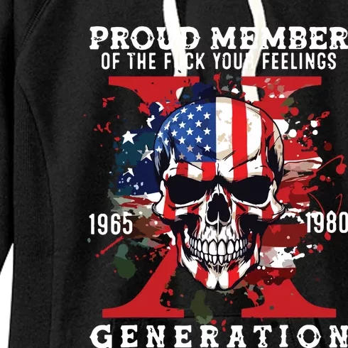 Proud Member Of Your Feelings Horror Skull X Generation Women's Fleece Hoodie