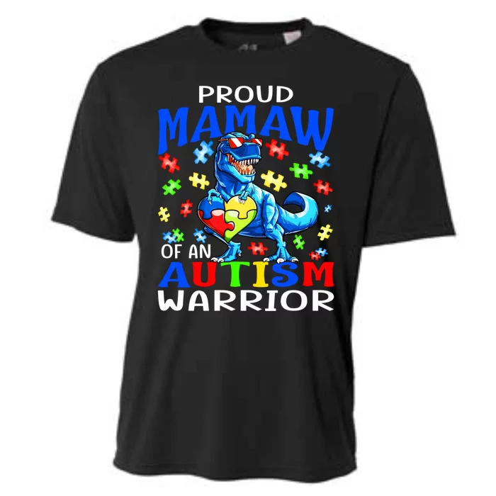 Proud Mamaw Of An Autism Warrior Dinosaur Gift Cooling Performance Crew T-Shirt