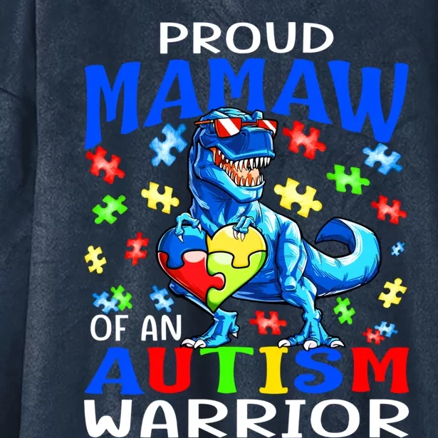 Proud Mamaw Of An Autism Warrior Dinosaur Gift Hooded Wearable Blanket