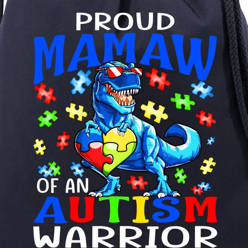 Proud Mamaw Of An Autism Warrior Dinosaur Gift Drawstring Bag