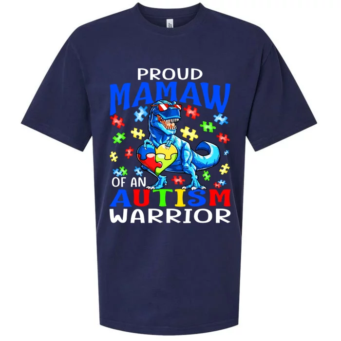 Proud Mamaw Of An Autism Warrior Dinosaur Gift Sueded Cloud Jersey T-Shirt