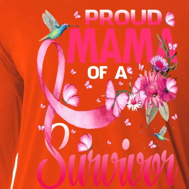 Proud Mama Of A Survivor Breast Cancer Sunflower Great Gift Cooling Performance Long Sleeve Crew