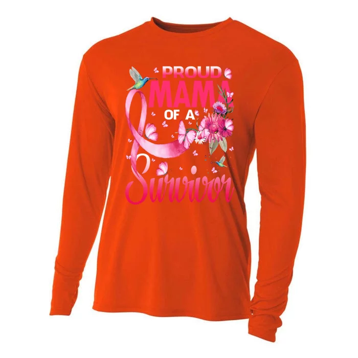 Proud Mama Of A Survivor Breast Cancer Sunflower Great Gift Cooling Performance Long Sleeve Crew