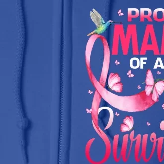 Proud Mama Of A Survivor Breast Cancer Sunflower Great Gift Full Zip Hoodie