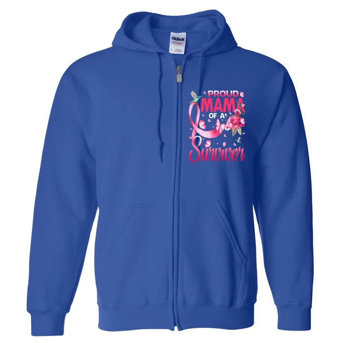 Proud Mama Of A Survivor Breast Cancer Sunflower Great Gift Full Zip Hoodie