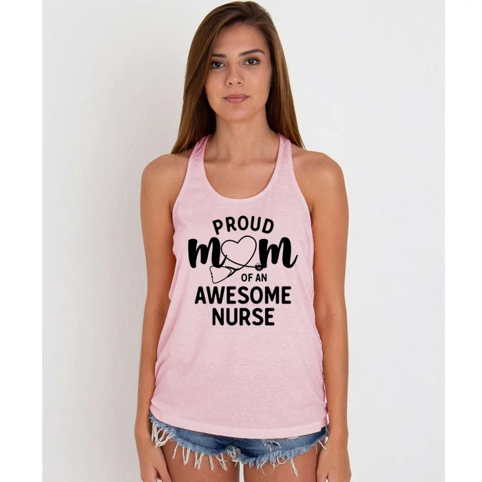 Proud Mom Of An Awesome Nurse Meaningful Gift Mom Of Nurse Gift Women's Knotted Racerback Tank