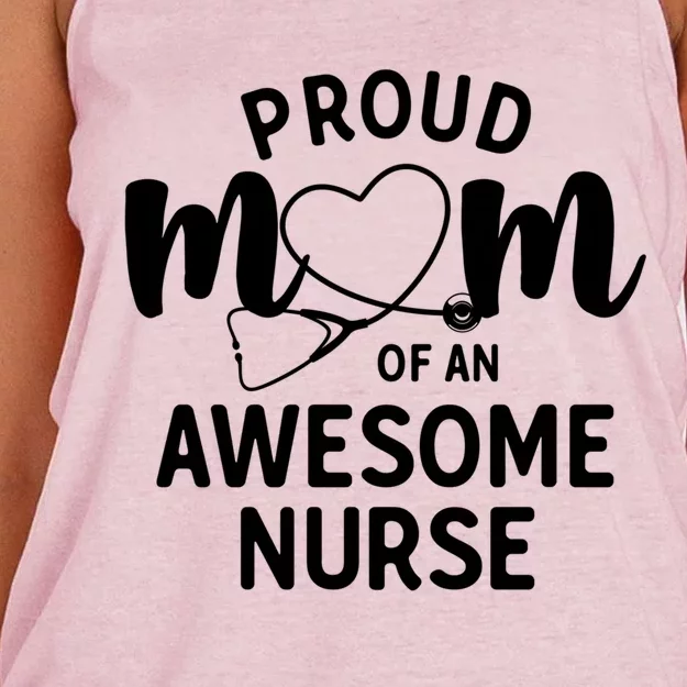 Proud Mom Of An Awesome Nurse Meaningful Gift Mom Of Nurse Gift Women's Knotted Racerback Tank