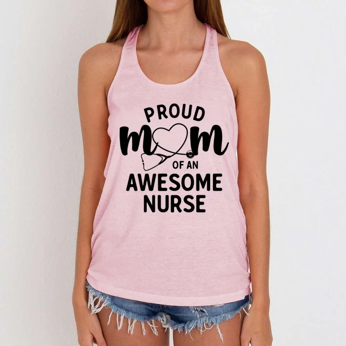 Proud Mom Of An Awesome Nurse Meaningful Gift Mom Of Nurse Gift Women's Knotted Racerback Tank