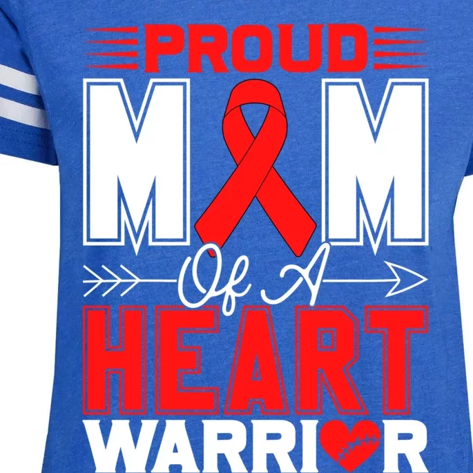 Proud Mom Of A Heart Warrior Heart Disease Awareness Month Funny Gift Enza Ladies Jersey Football T-Shirt