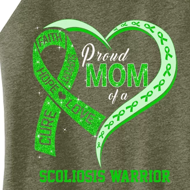 Proud Mom Of A Scoliosis Warrior Ribbon Heart Women’s Perfect Tri Rocker Tank