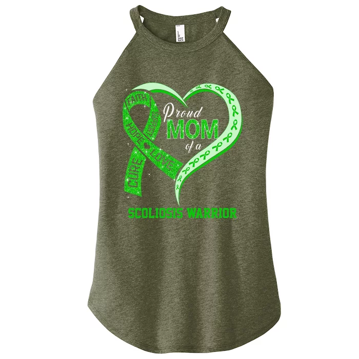 Proud Mom Of A Scoliosis Warrior Ribbon Heart Women’s Perfect Tri Rocker Tank