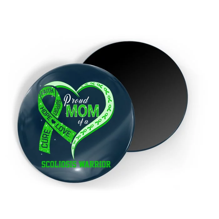 Proud Mom Of A Scoliosis Warrior Ribbon Heart Magnet