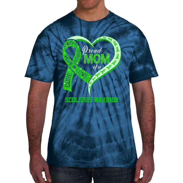 Proud Mom Of A Scoliosis Warrior Ribbon Heart Tie-Dye T-Shirt