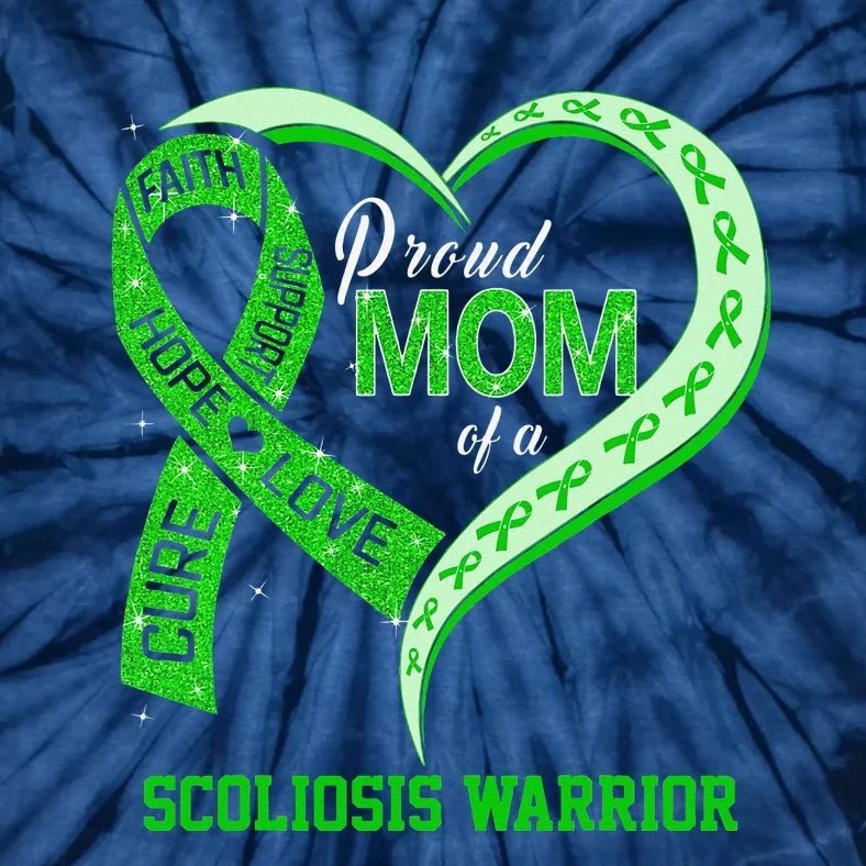 Proud Mom Of A Scoliosis Warrior Ribbon Heart Tie-Dye T-Shirt