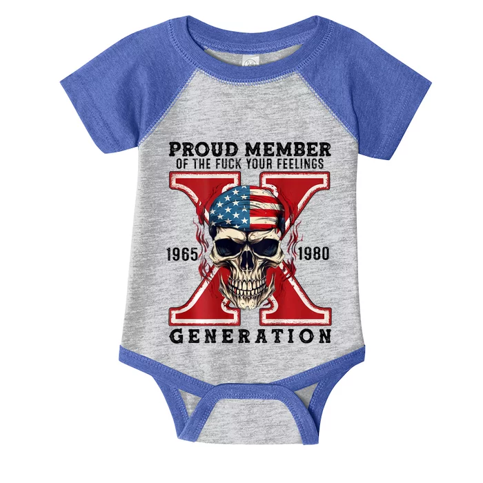 Proud Member Of The Fuck Your Feelings Gen X Horror Skull Infant Baby Jersey Bodysuit