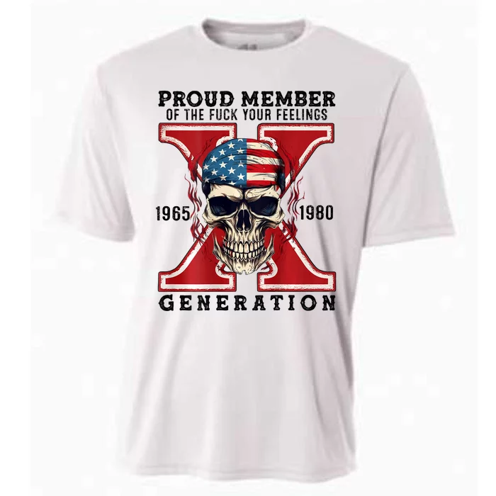 Proud Member Of The Fuck Your Feelings Gen X Horror Skull Cooling Performance Crew T-Shirt